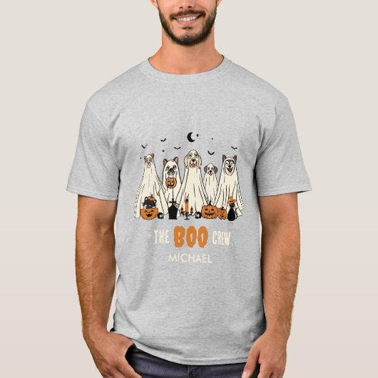 T-shirt BOO Crew Ghost Dogs Personnalisent l'Halloween cor (Devant)
