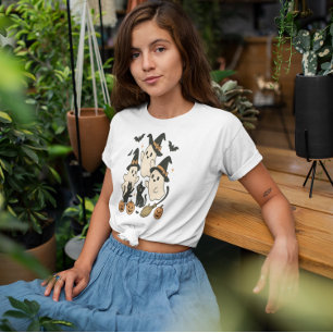 T-shirt Boo Crew Ghosts Black Cats Kawaii Hallowen