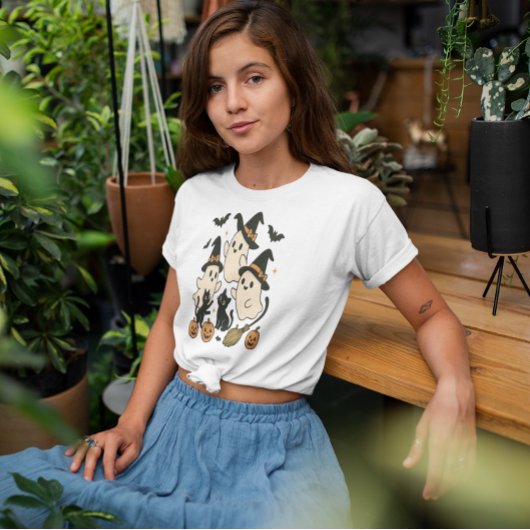 T-shirt Boo Crew Ghosts Black Cats Kawaii Hallowen