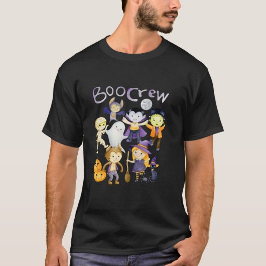 T-shirt Boo Crew Monsters Vampire Bat Witch Ghost Werewolf (Devant)