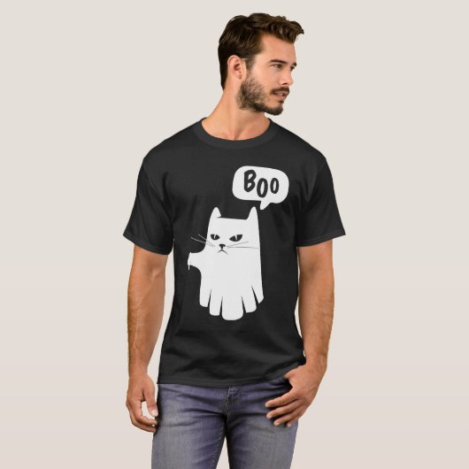 T-shirt Boo Ghost Cat désapprouve désapprobation Halloween (Devant entier)