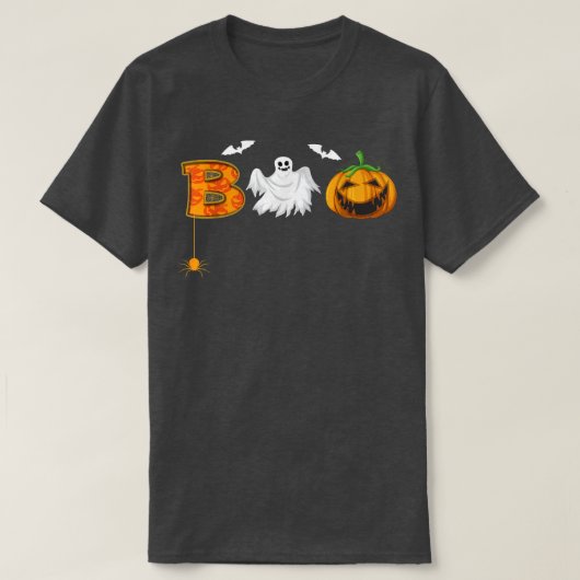 T-shirt Boo Halloween Boo Spiders, Boo Citrouille & Boo Ba (Design devant)
