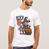 T-shirt Boo Halloween Cochon Et Citrouille (Devant)