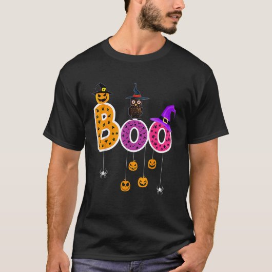T-shirt Boo Halloween Costume Araignées Fantômes Pumkin &  (Devant)