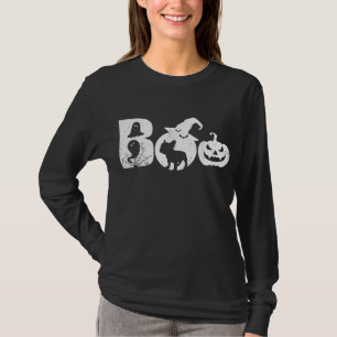 T-shirt Boo Halloween Costume Bulldog Citrouille et Casque