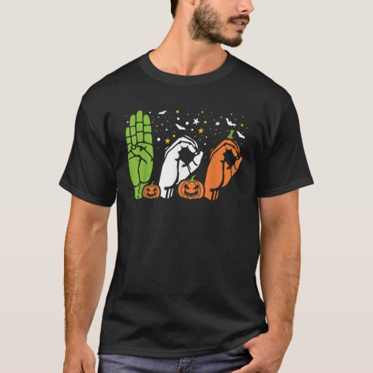 T-shirt Boo Hands American Sign Language ASL Halloween Pri (Devant)