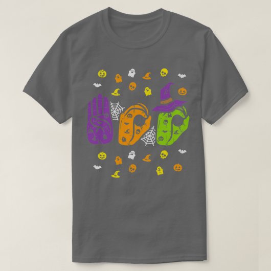 T-shirt Boo Hands American Sign Language Pride ASL Hallowe (Design devant)