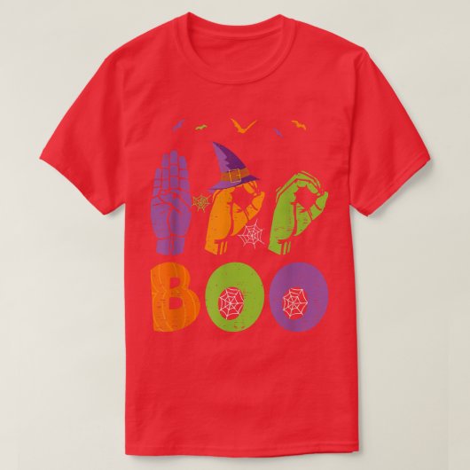 T-shirt Boo Hands American Sign Language Pride ASL Hallowe (Design devant)