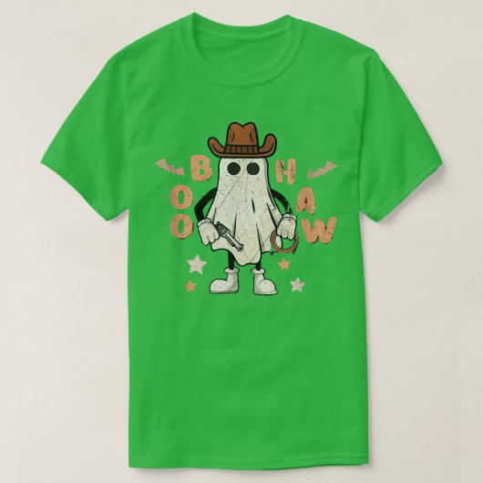 T-shirt Boo Haw Ghost Rodeo Western Pays Halloween Cowb (Design devant)