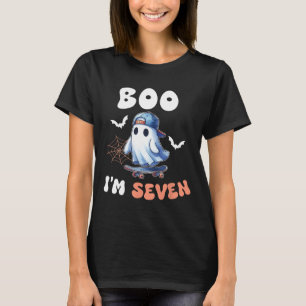 T-shirt Boo I'm Seven Ghost Skateboard 7th Birthday Hallow