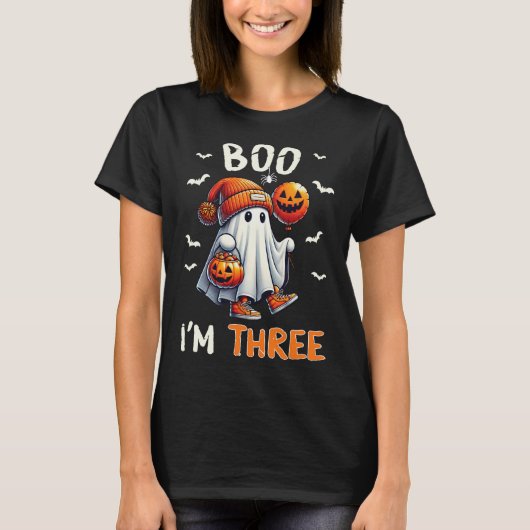 T-shirt Boo I'm Three Ghost 3ème anniversaire Halloween ga (Devant)