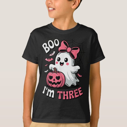 T-shirt Boo Im Trois mignons Fantôme Halloween 3ème Annive (Devant)
