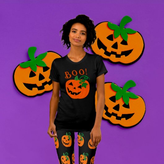T-shirt Boo Jack-o'-lantern personnalisé orange noir