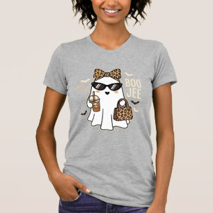T-shirt Boo Jee Cute Ghost Halloween Leopard Design_1