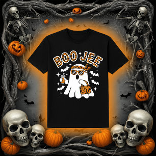 T-shirt Boo-Jee Ghost Empreinte de léopard branché Hallo