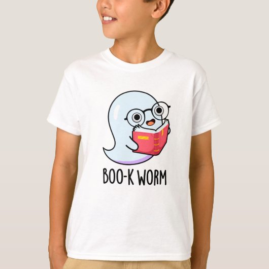 T-shirt Boo-k Worm Funny Halloween Bookworm Ghost Pun (Devant)