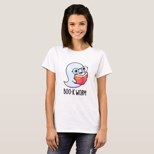 T-shirt Boo-k Worm Funny Halloween Bookworm Ghost Pun (Devant entier)