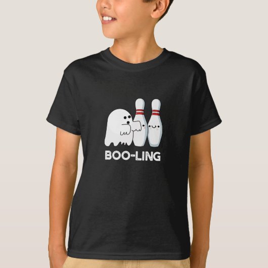 T-shirt Boo-ling Drôle Halloween Bowling Ghost Pun Dark BG (Devant)