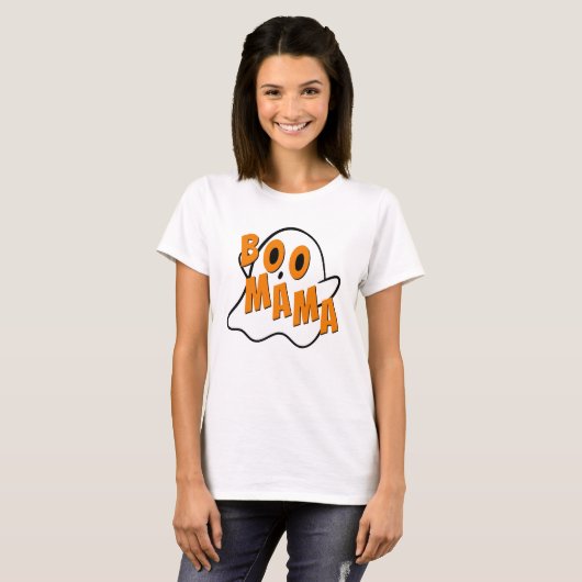 T-shirt Boo Mama Mère Fantôme Halloween Blanc (Devant entier)