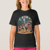 T-shirt Boo ! Skeleton équitation Dinosaure avec bonbon (Devant)