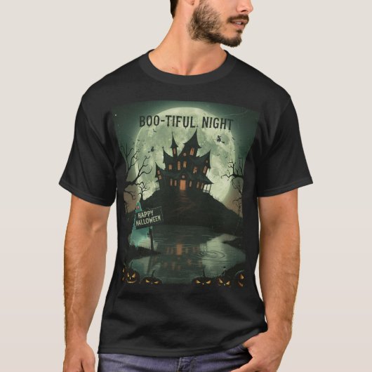 T-shirt Boo-tiful Night Haunted House & Pleine lune Hallow (Devant)