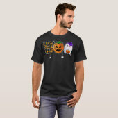 T-shirt Boo With Spiders Ghost Pumpkin And Witch Hat Hallo (Devant entier)