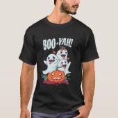 T-shirt Boo Yah Funny Ghost Jack-o'-lantern Citrouille Hal (Devant)