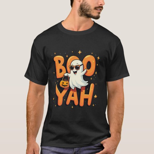 T-shirt Boo Yah Halloween Cool Fantôme avec Citrouille Fun (Devant)