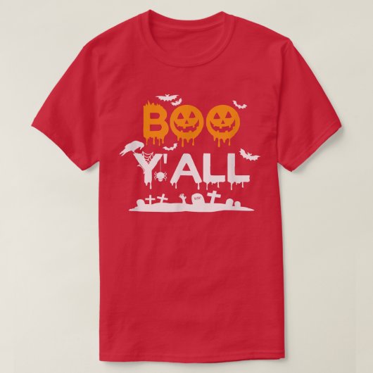 T-shirt Boo Y'all Citrouille Ghosts Scary Witch Funny Hall (Design devant)