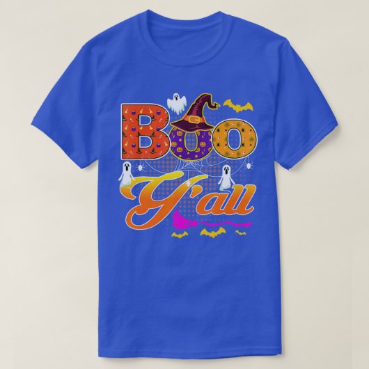 T-shirt Boo Yall With Spiders And Witch Hat Halloween Cost (Design devant)
