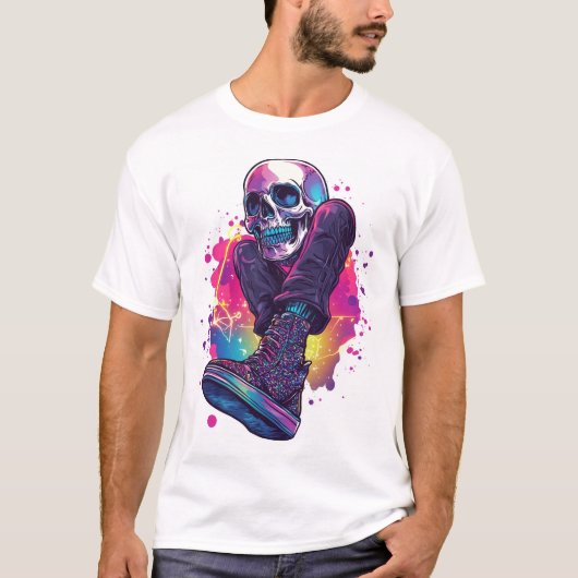T-shirt Boogie Bones � Crâne Disco drôle des années 70 (Devant)