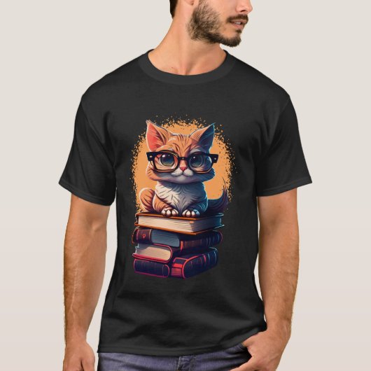T-shirt Book  Cat fan bookworm Cats and Books  1 (Devant)