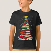 T-shirt Book Christmas Tree Book Lover Teacher Librarian  (Devant)