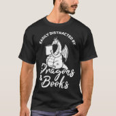 T-shirt Book Dragon Reading Reader Bookworm (Devant)