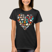 T-shirt Book Heart Library for Reader Nerds  (Devant)