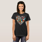 T-shirt Book Heart Library for Reader Nerds  (Devant entier)