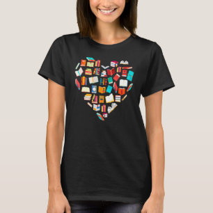 T-shirt Book Heart Shape Reading Club Librarian Bookworm