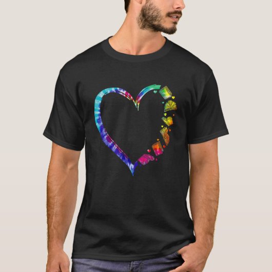 T-shirt Book Heart Shape Reading Club Librarian Bookworm (Devant)