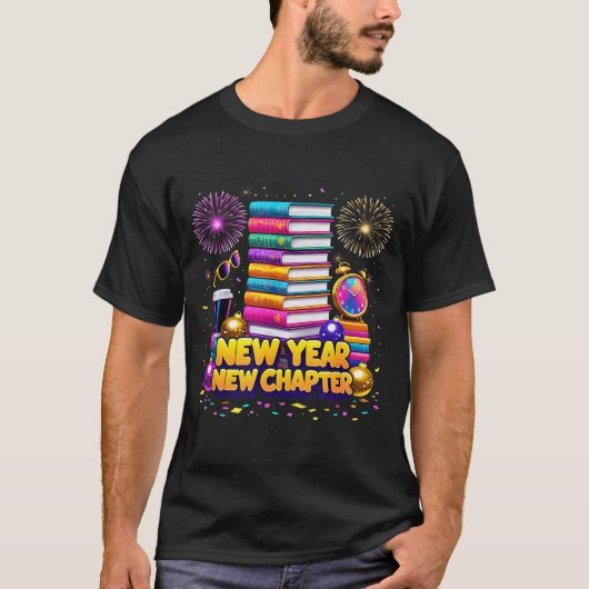 T-shirt Book Lovers Happy New Year Chapter 2026 Bookworm F (Devant)