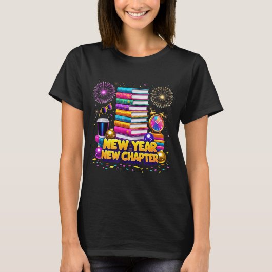 T-shirt Book Lovers Happy New Year Chapter 2026 Bookworm F (Devant)