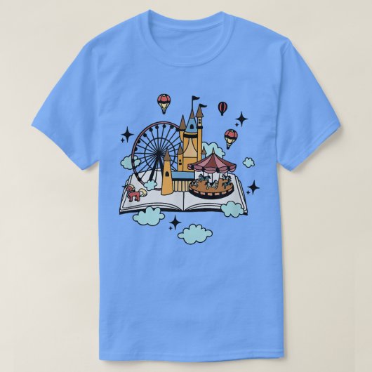 T-shirt Book reader princess fantasy castle unicorn readin (Design devant)