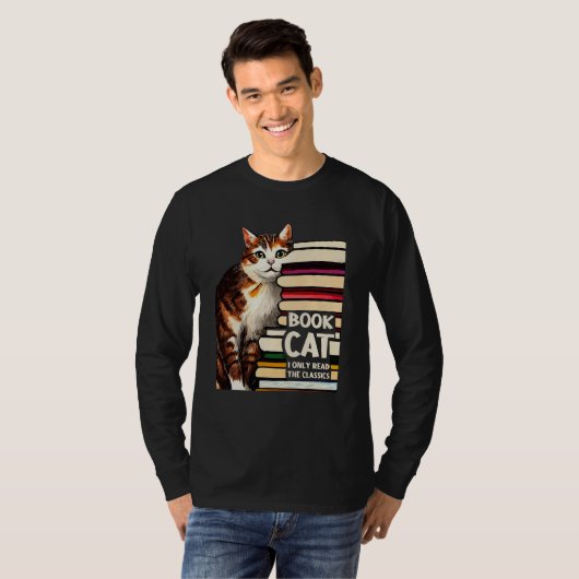 T-shirt Book Reading Studying Cat Reader Kitten (Devant entier)