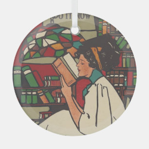 T-SHIRT Book Worm Glass Ornament