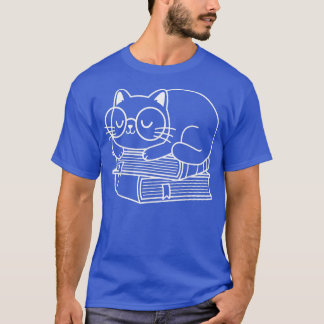 T-shirt Books and Cat, Book Lover, Funny Cat, Book Lover 