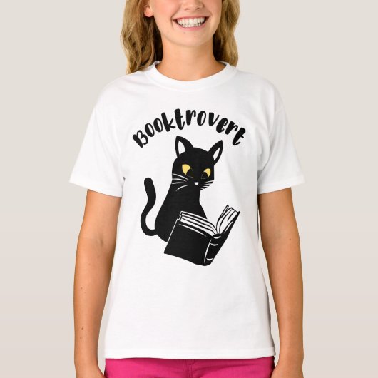 T-shirt Booktrovert chat avec livre (Devant)