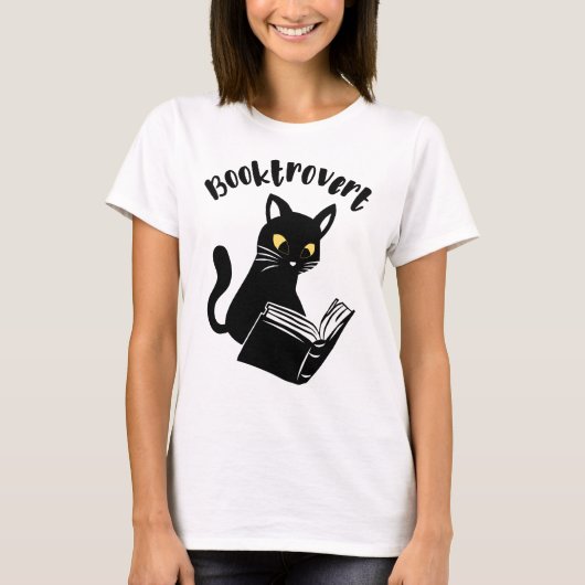T-shirt Booktrovert chat avec livre (Devant)