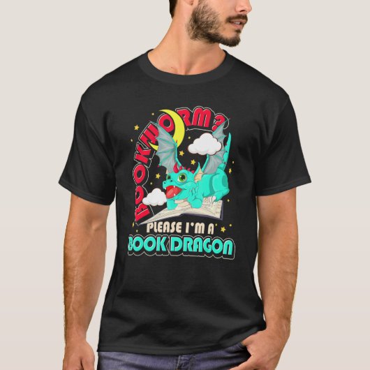 T-shirt Bookworm Bibliothécaire Livre Lecture Livre Dragon (Devant)