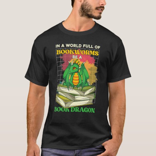 T-shirt Bookworm Lecture Livre Librarian Livre Dragon (Devant)