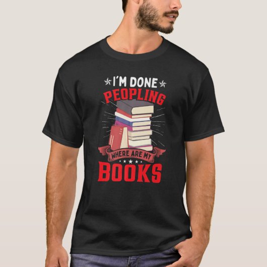 T-shirt Bookworm Reading  Book Library (Devant)