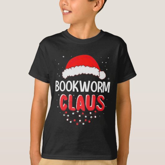T-shirt Bookworm Santa Claus Christmas Matching Costume (Devant)